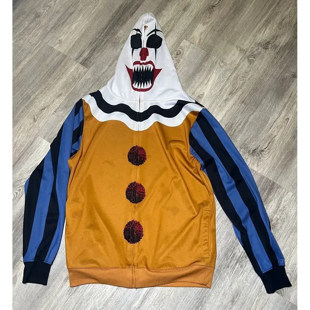 Mens Scary Clown‎ Bioworld Costume Full Zip Hoodie Sweatshirt